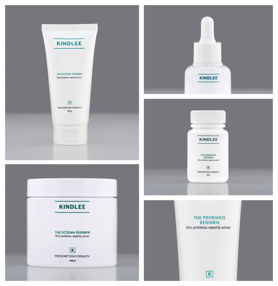Commercial product skin cream bottles kindleerx.com dermatology eczema by Tampa photographer Sidney Oster